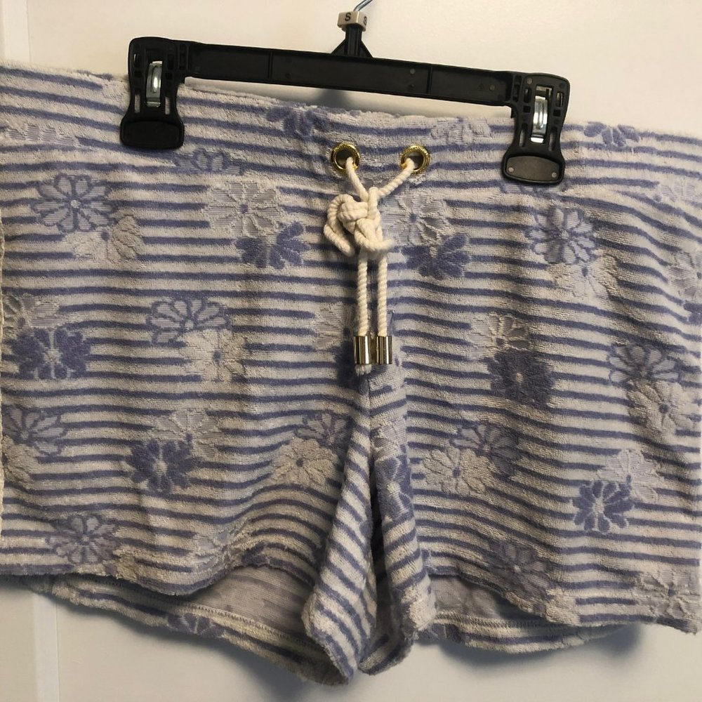 Juicy Couture Terry Cloth Shorts Purple Floral M